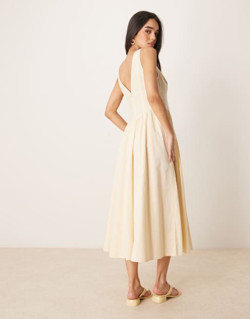 ASOS DESIGN V-neck button through maxi dress with dropped