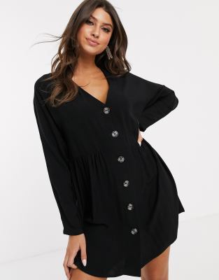 asos black button dress