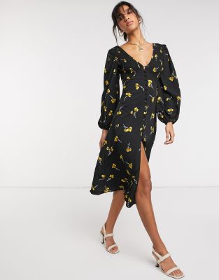 button up midi dress with sleeves