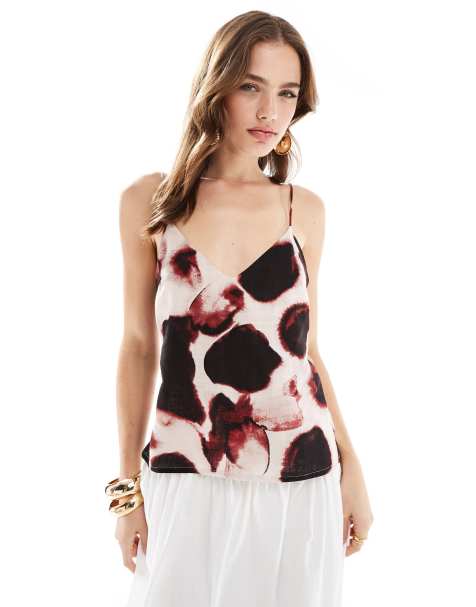 ASOS DESIGN V-neck cami in blurred dot print - view 1