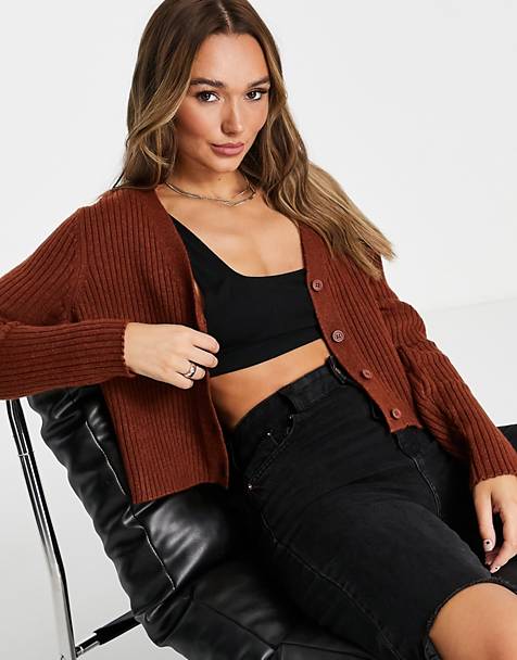 Missguided Light Brown Slouchy Basic Pocket Knitted Cardigan M 