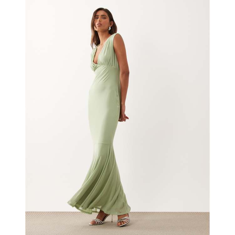 fishtail maxi evening dress Black Coast Puff Sleeve Bardot Fishtail Maxi Dress