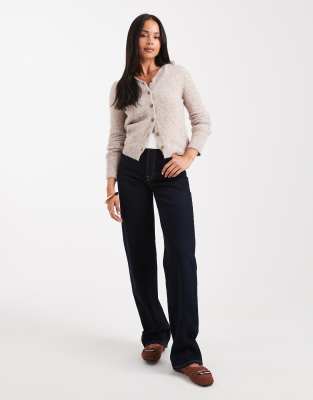 Asos Design V-neck Fitted Cardigan In White