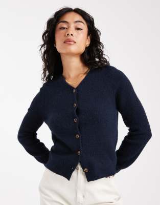 Asos Design V Neck Fitted Cardigan In Blue