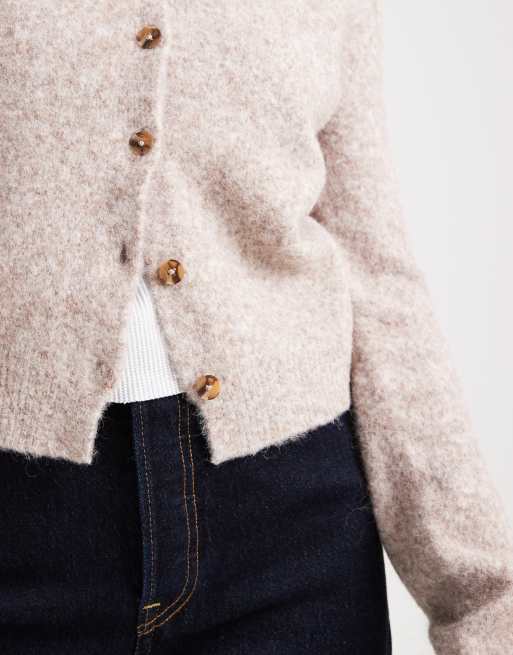 ASOS DESIGN v-neck fitted cardigan in mocha