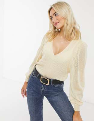 fitted cream jumper