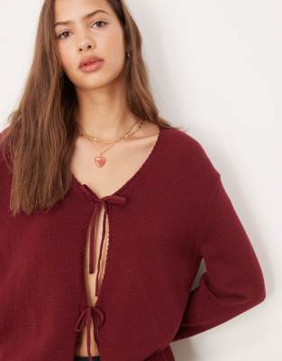 Asos Design V-neck Knit Oversized Tie Front Cardigan
