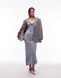 [ASOS DESIGN] ASOS DESIGN v neck lace trim satin slip maxi dress in light blue 12 Light blue