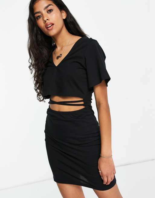 Lace up v clearance neck t shirt dress