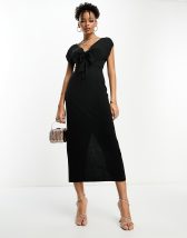 Asos black wrap dress sale