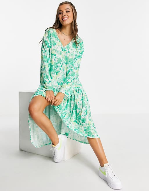 Asos green floral store dress