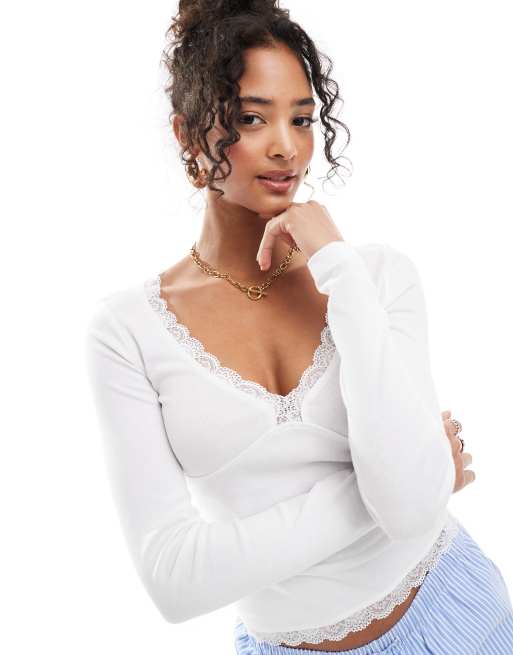 Asos white long sleeve top deals