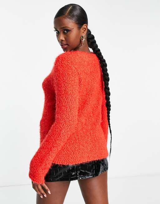 V-Neck Longline Jumper Orange