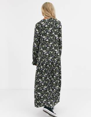 asos black floral maxi dress
