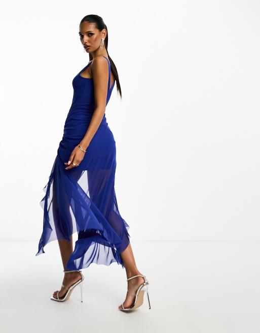 Split Leg Maxi Slip Dress in Cobalt Blue – Dancing Leopard