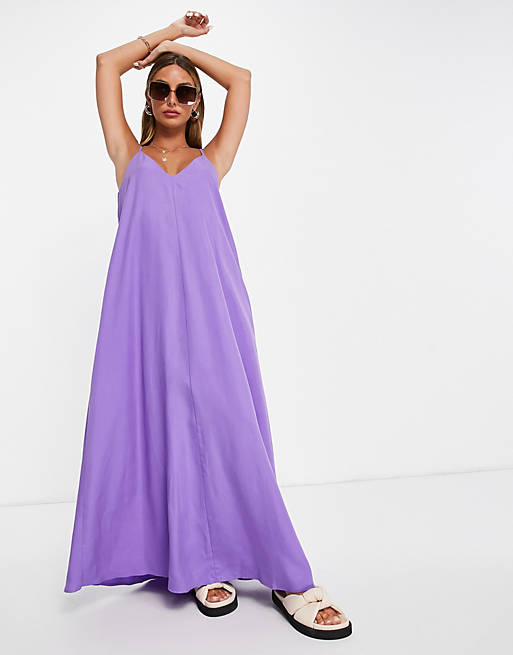 ASOS DESIGN v neck maxi slip dress in purple