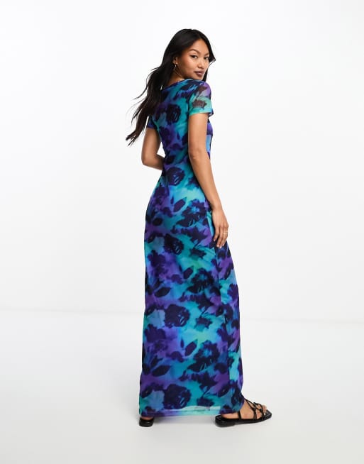 Asos blue clearance floral midi dress