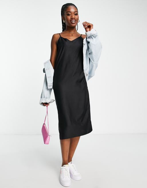 ASOS DESIGN Maternity v neck midi slip dress in black