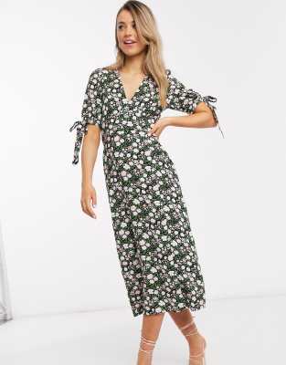 ASOS DESIGN v neck midi tea dress with 