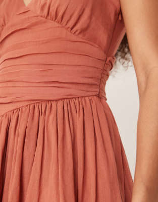 Asos Design V Neck Mini Dress With Handkerchief Hem