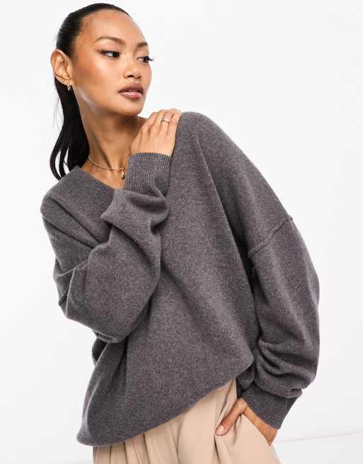 ASOS DESIGN v neck oversized jumper in lambswool blend | ASOS