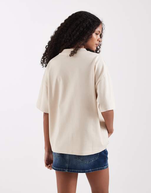 ASOS DESIGN v-neck relaxed tee with Montreal sports graphic in stone, 4 of 4