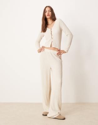 Asos Design V-neck Rib Long Sleeve Cardigan In Neutral