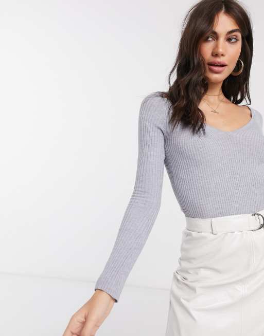 ASOS DESIGN v neck ribbed jumper