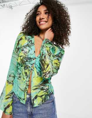 Asymmetrical Marble Bead Blouse main image 0