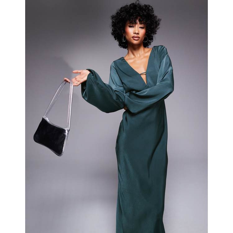 ivyslect　テディストール　　HEVE Angie Jagged Hem Midi withTie Neckline (C4E85) - Creations