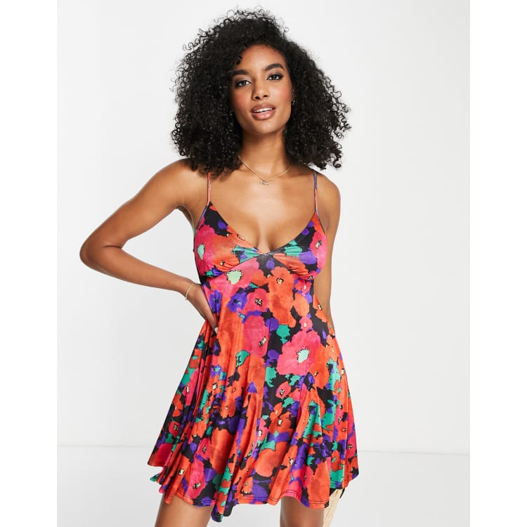 Asos floral hot sale skater dress