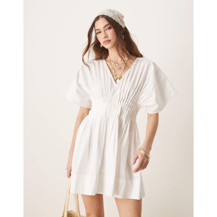 ASOS DESIGN V-neck short sleeve mini dress with narrow