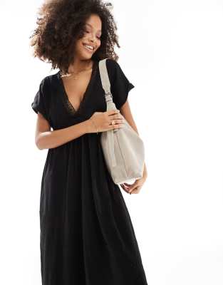 asos broderie midi dress ASOS EDITION broderie midi shirt dress with puff sleeve in white