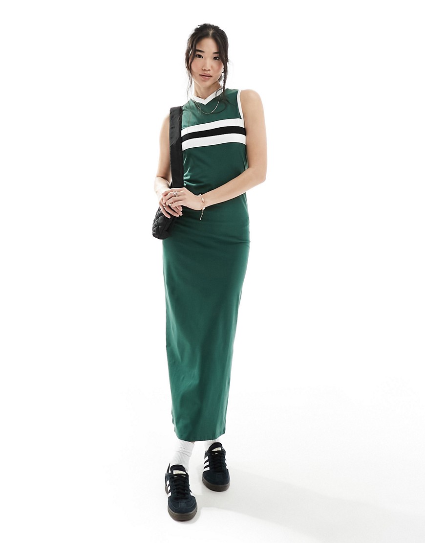 ASOS DESIGN v neck sleeveless with stripe detail maxi dress in green