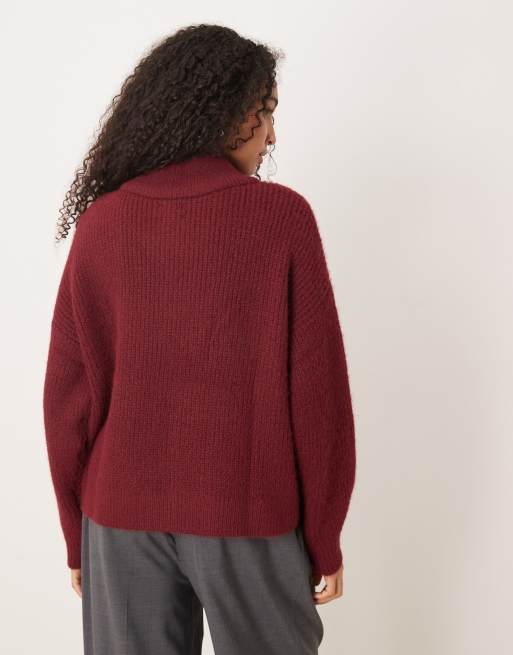 ASOS DESIGN v-neck sweater in burgundy