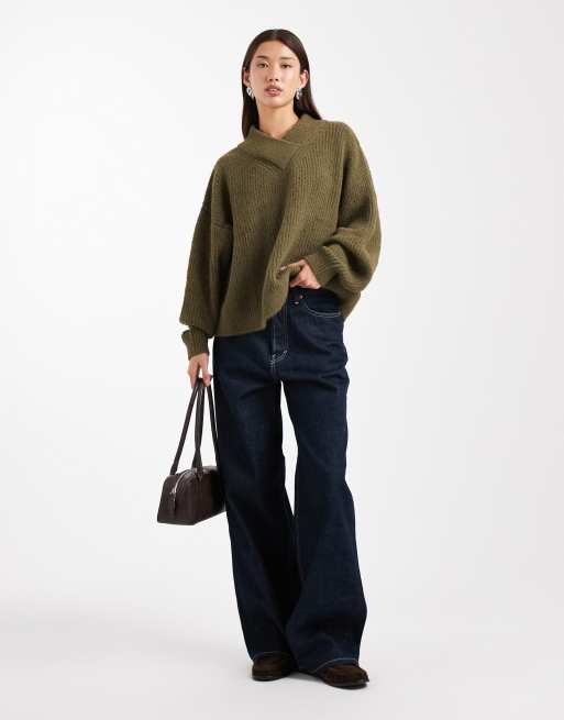 ASOS DESIGN v neck sweater in green