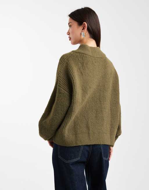 ASOS DESIGN v neck sweater in green