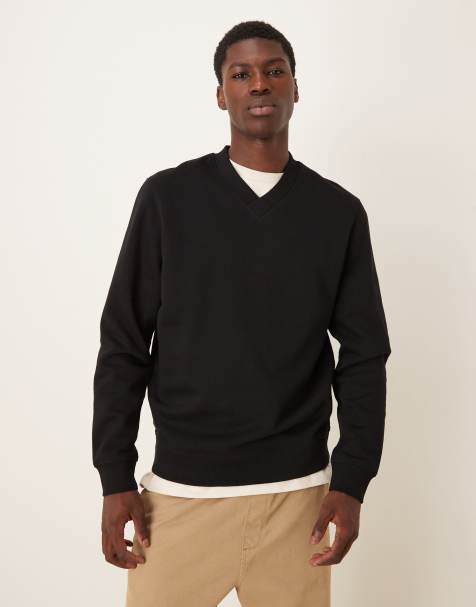 ASOS DESIGN v-neck sweatshirt in black  - view 1