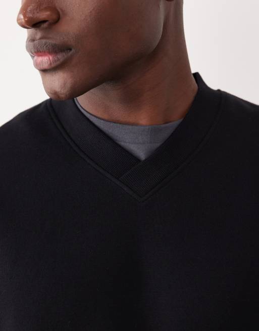 ASOS DESIGN v-neck sweatshirt in black , 5 of 5