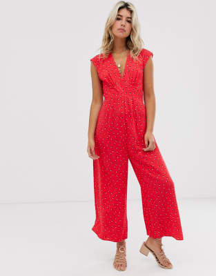 red and white polka dot playsuit