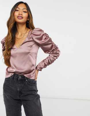 satin v neck top