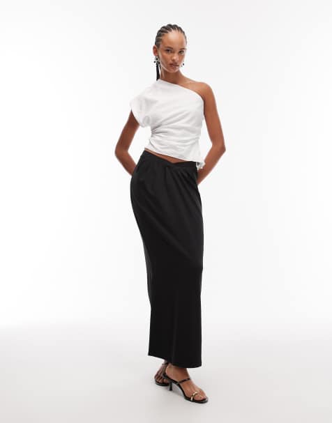 ASOS DESIGN v shaped drape maxi skirt in black co ord
