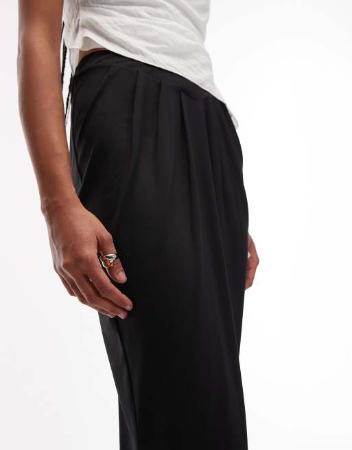 ASOS DESIGN v shaped drape maxi skirt in black co ord, 5 of 5