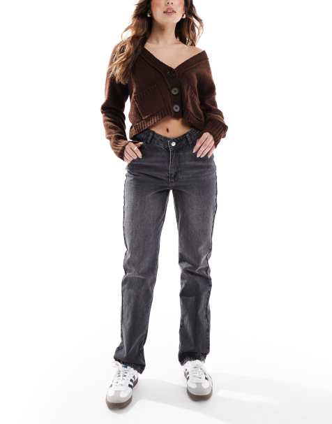 ASOS DESIGN v-waist straight leg jean in black - view 1