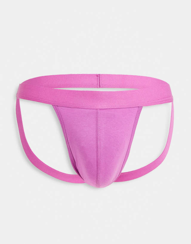 ASOS DESIGN valentines jock strap in pink with leg strap