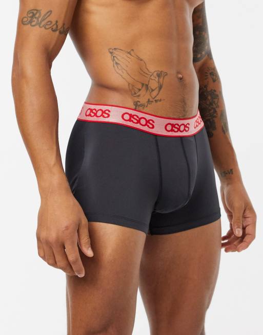 ASOS DESIGN valentines trunk in black with lama print and branded waistband, 2 of 4