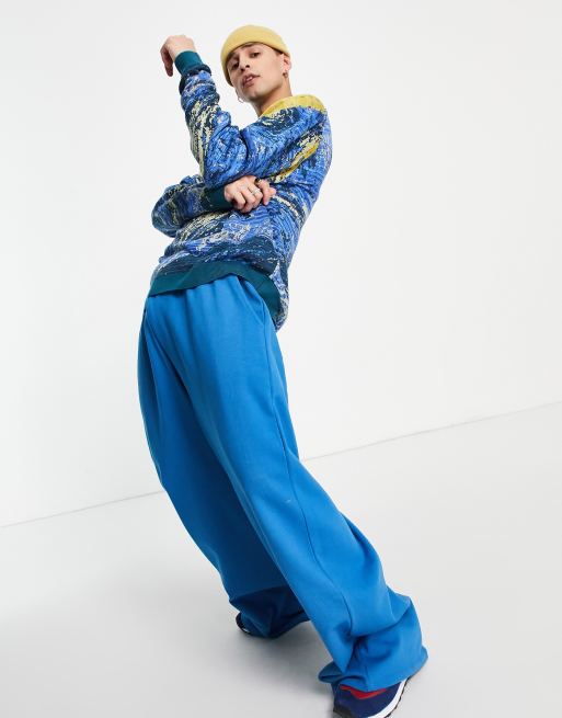 ASOS DESIGN Van Gogh jacquard knit jumper in blue, 4 of 4