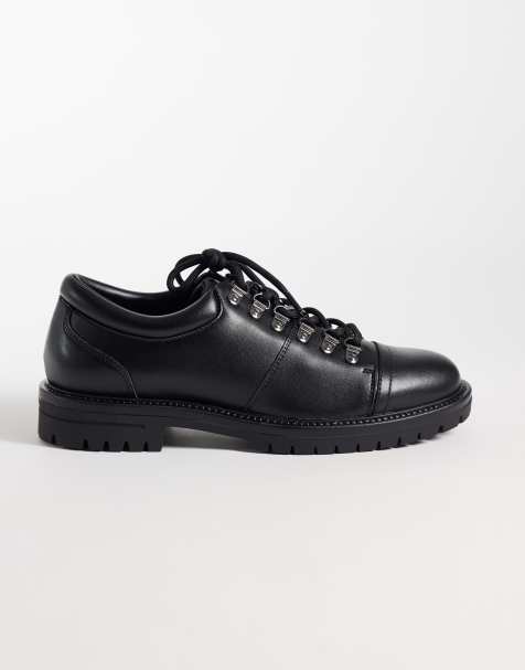 ASOS DESIGN vandrersko med snørebånd og takket sål i sort - view 1