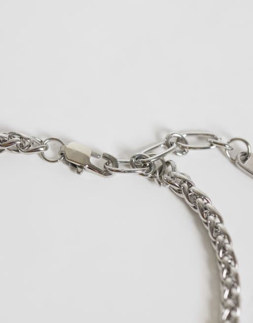ASOS DESIGN vandtæt armbånd i rustfrit stål med kædeled i sølv, 3 af 3