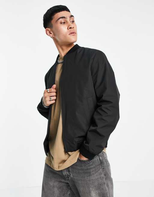 ASOS DESIGN - Vandtæt bomber-jakke med tapede sømme i sort